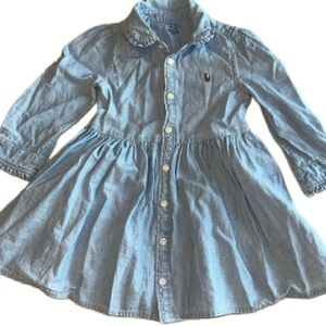 Ralph Lauren Long Sleeve Button Front Cotton Dress Size 12 Month‎